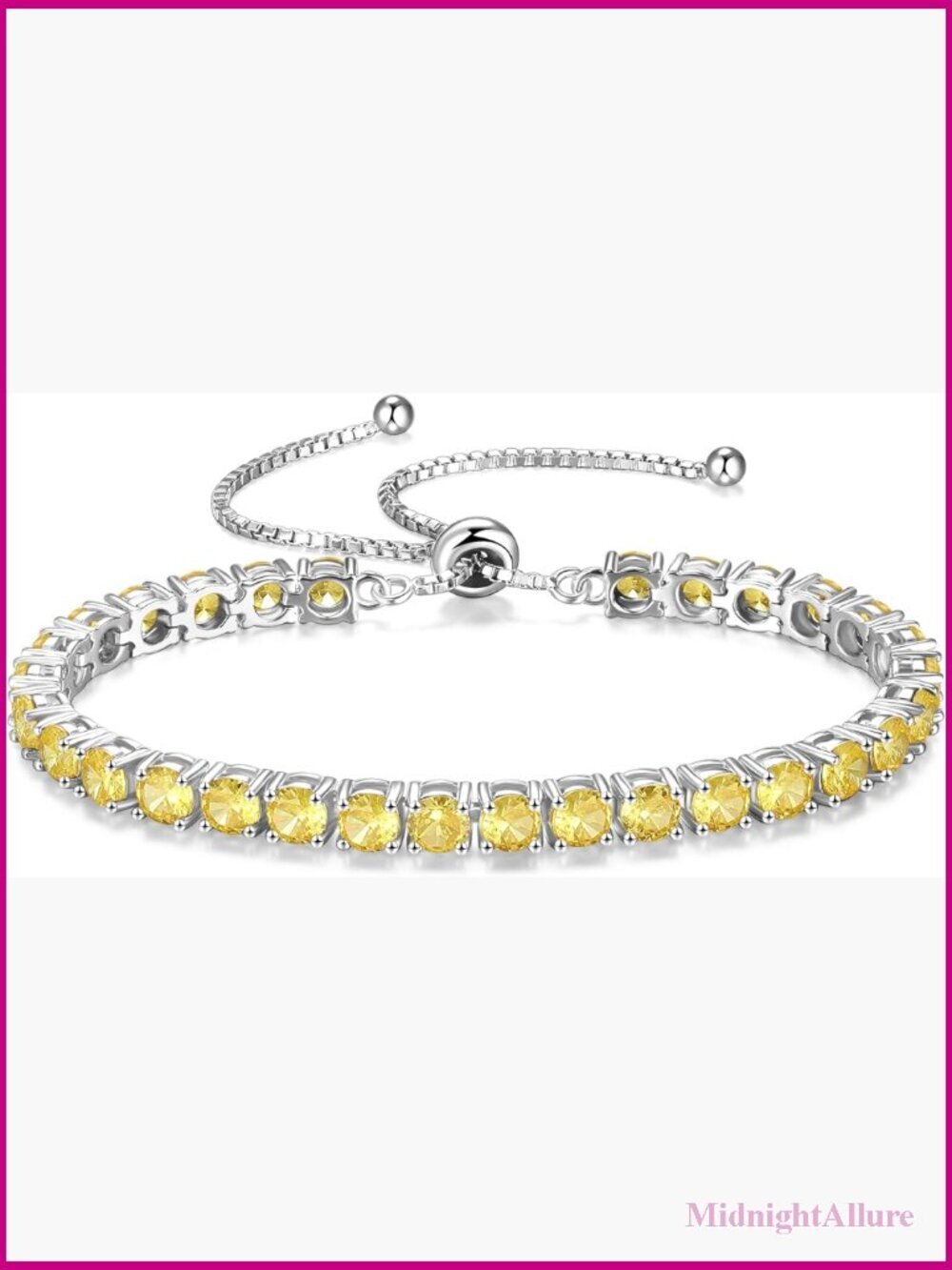 Sterling Silver Tennis Bracelet Adjustable Bolo Chain Fine Jewelry